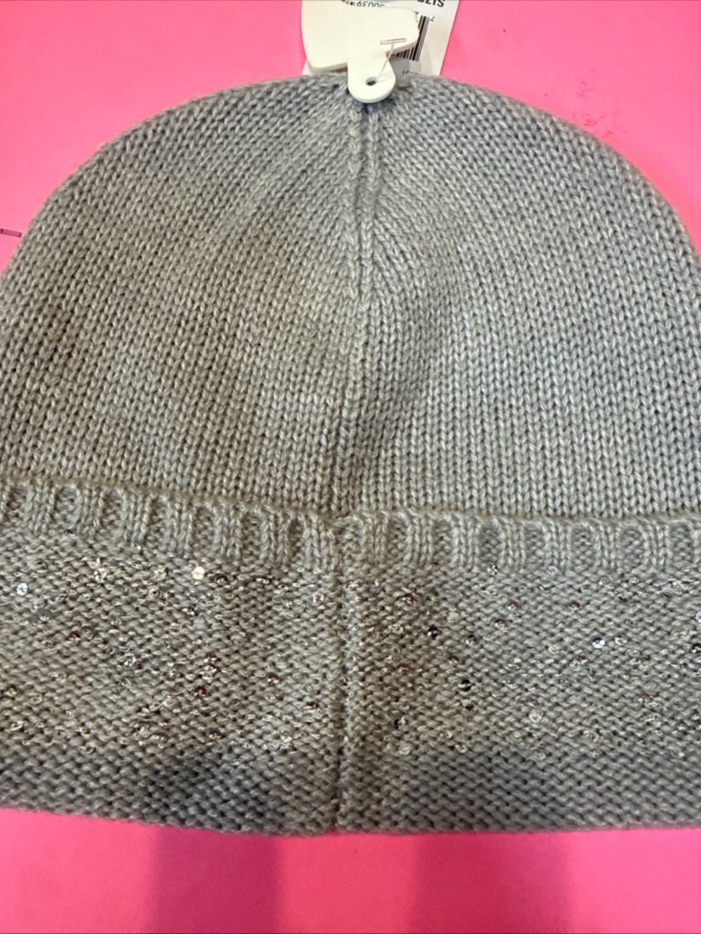 Michael Kors Access Grey Cuffed Beanie Silver Sequins Women's One Size $42 NWT - Picture 9 of 11